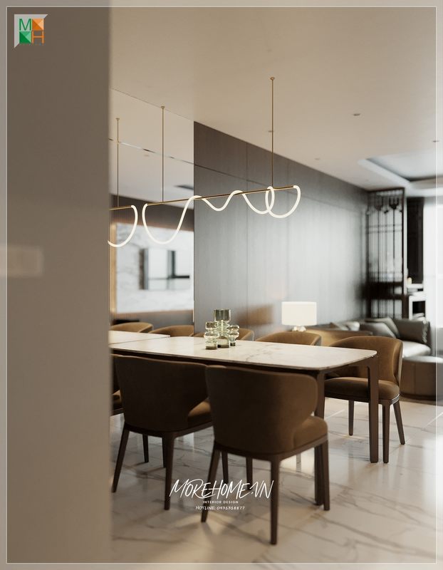 Bàn ăn mặt đá trắng vân mây hình chữ nhật hiện đại phù hợp sử dụng với mọi không gian.