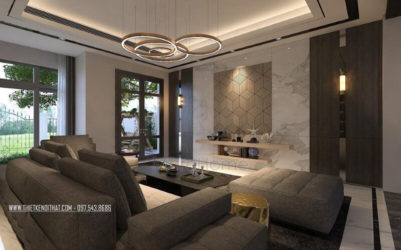 Trang trí nội thất phòng khách hiện đại, đẹp, sang trọng từ đồ nội thất cao cấp cùng cách bố trí độc đáo.