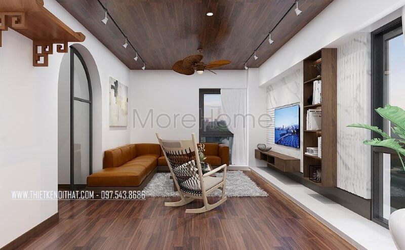 Phong cách thiết kế sang trọng với sắc cam nổi bật tạo nên không gian hiện đại, trẻ trung cho phòng khách biệt thự, nhà phố.