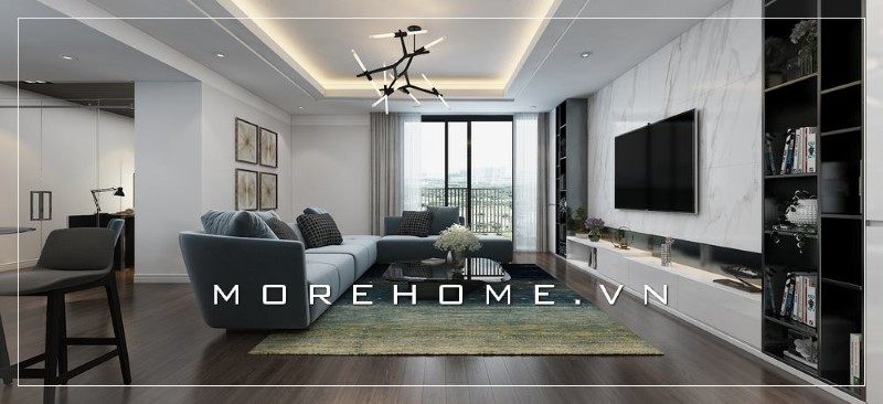 Chiếc bàn trà mặt đá sang trọng kết hợp với bộ sofa mang đến sự tiện nghi, thân thiện mỗi khi có khách đến chơi nhà