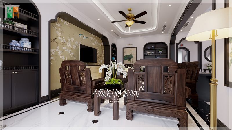Choáng ngợp trước không gian sống được thiết kế mang phong cách Indochine sang trọng ấn tượng và tiện nghi.